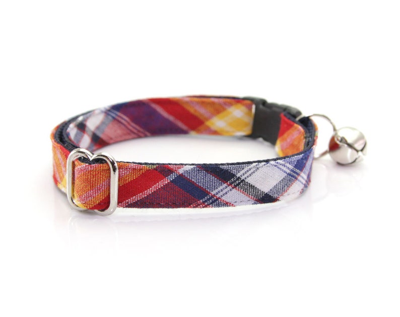 Plaid Cat Collar vacation Red Madras Plaid Cat Etsy