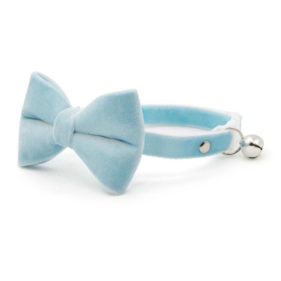 Katzenhalsband Aus Samt – Mit Glöckchen Und Sicherheits-Schnellverschluss, Verstellbar, Blau