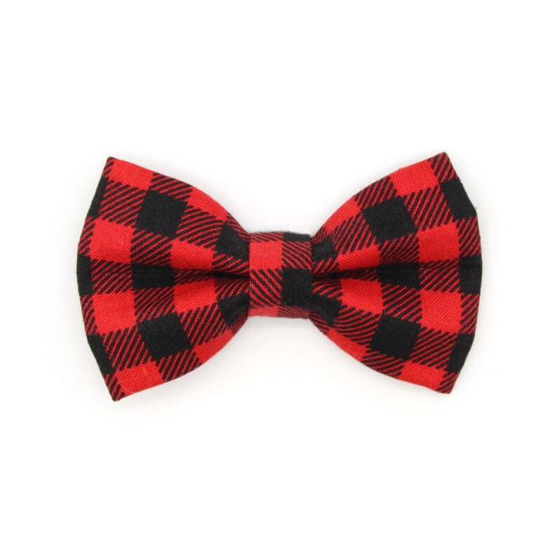Plaid Bow Tie Cat Collar Set cozy Cabin Red Etsy