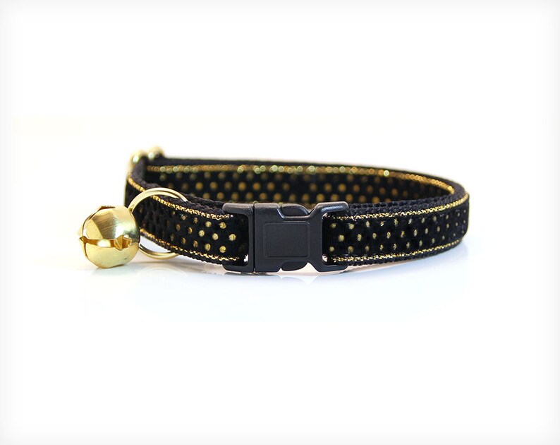 Cat Collar Stardust Black Velvet w/ Gold Dots Etsy