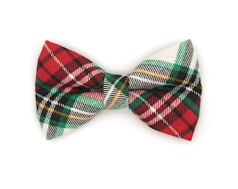 Cat Bow Tie - "Birchwood" - Christmas Plaid Bow Tie for Cat Collar / Holiday Cat Gift / Cat, Kitten, Small Dog Bowtie