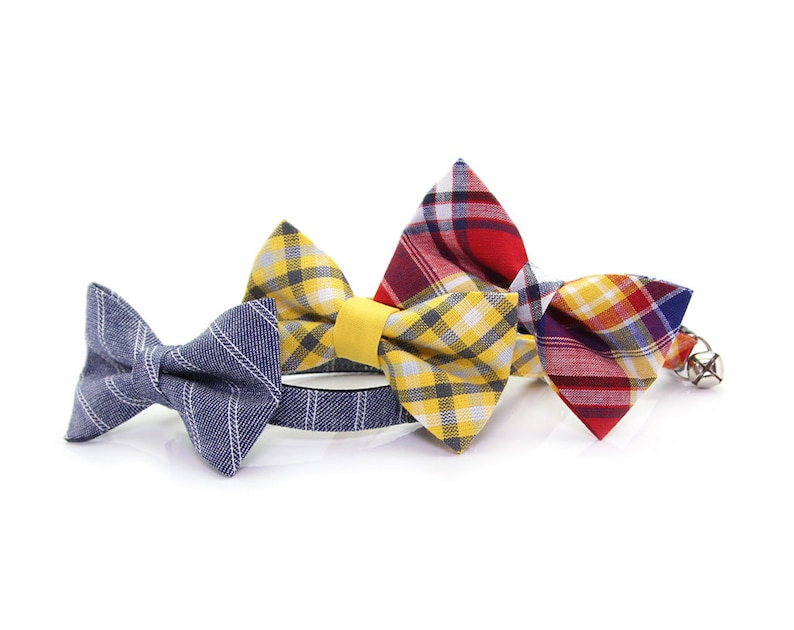 Plaid Cat Bow Tie Vacation Red Madras Plaid Etsy