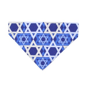 Cat Bandana - &quot;Star Of David&quot; - Blue Hanukkah Bandana for Cat + Small Dog / Slide-on / Over-the-Collar Bandana / Holiday / Chanukah