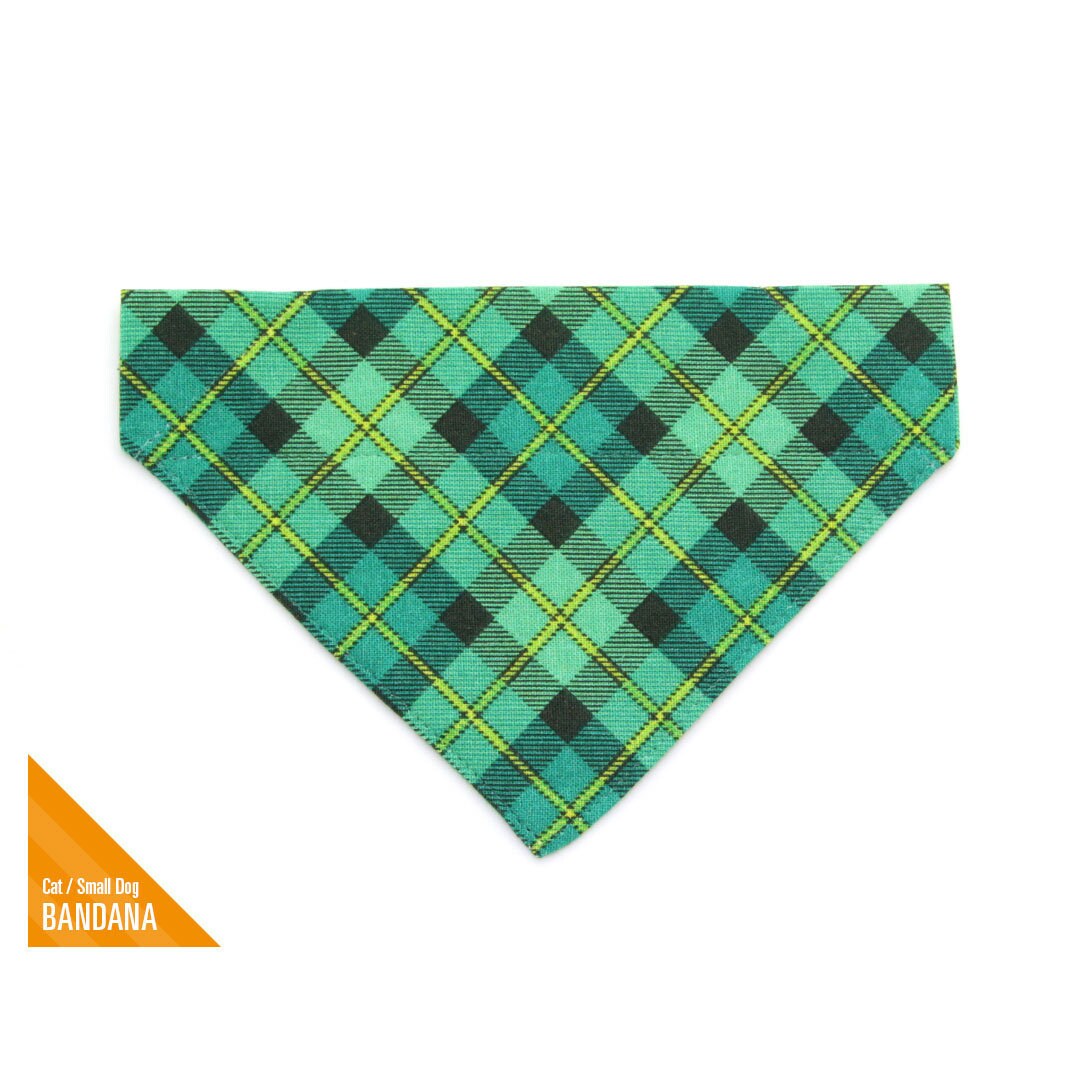 Cat Bandana Dublin Pañuelo a cuadros verde Etsy España