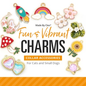 Cat Collar Charm / Small Pet Charm / Small Collar Charm - "Fun & Vibrant Charm Series" - Pet Collar Accessory (Fruit, Food, Nature, Geekery)