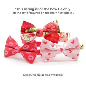 Valentine's Day Cat Bow Tie Love Song White Hearts on Red Bow Tie for Cat Collar / Cat, Kitten Small Dog Bow tie image 3