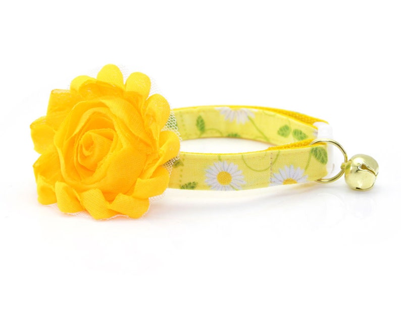 Yellow Cat Collar Daisy Lemon Floral Cat Etsy