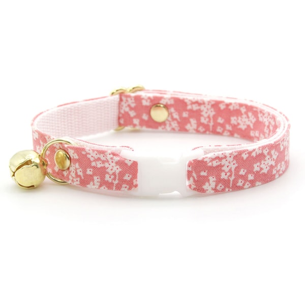 Cat Collar - "Sakura" - Cherry Blossom Pink Cat Collar / Breakaway or Non-Breakaway / Spring Floral / Cat, Kitten + Small Dog Sizes