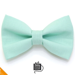 Cat Bow Tie - "Color Collection - Mint" - Aqua Pastel Cat Collar Bow Tie / Wedding / Removable (One Size)