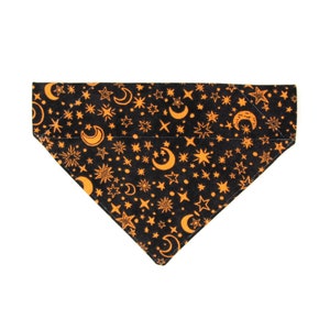 Cat Bandana - &quot;Moonlight - Black&quot; - Halloween Moon & Stars Bandana for Cat + Small Dog / Magic, Witchcraft, Zodiac, Lunar / Slide-on Bandana