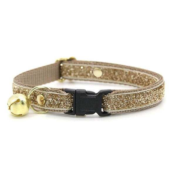 Cat Collar - "Champagne" - Light Gold Sparkle Cat Collar / Glitter, Sparkly, New Year / Breakaway + Non-Breakaway / Cat, Kitten, Small Dog