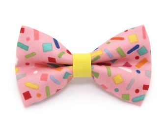 Cat Bow Tie - "Confetti Sprinkles" - Pink Bowtie for Cat Collar / Pet Birthday / Party Cat Gift / Cat, Kitten, Small Dog Bow