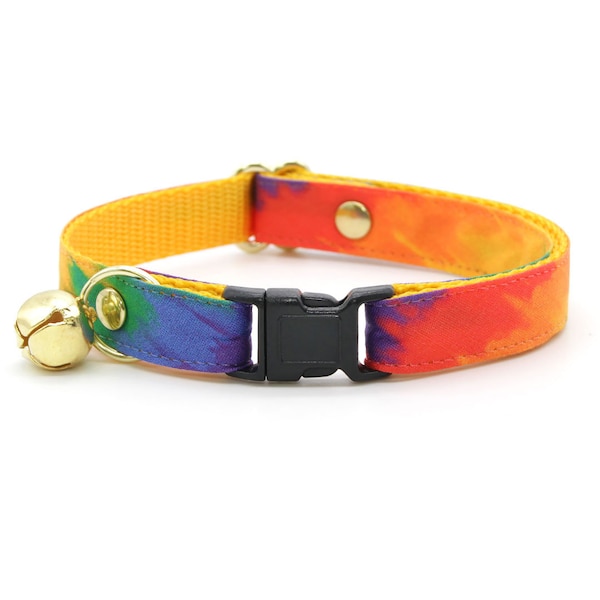 Cat Collar - "Celebration" - Ombre Rainbow Cat Collar / Breakaway or Non-Breakaway / Birthday, LGBTQ Pride, Art / Cat, Kitten + Small Dog