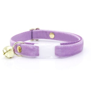 Katzenhalsband - "Velvet - Lavender" - Hell Lila Katzenhalsband Breakaway / Fliederfarbenes Katzenhalsband / Mädchen Halsband / Katze, Kätzchen, Größe kleiner Hund