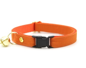 Cat Collar - "Color Collection - Orange" - Solid Color Orange Cat Collar / Breakaway + Non-Breakaway / Wedding / Cat, Kitten + Small Dog