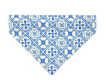Bandana Azul para Gatos - "Azulejos" - Bandana Mediterrânea para Gatos e Cães de Pequeno Porte / Verão, Espanhola, Grega, Portuguesa / Bandana de Encaixe