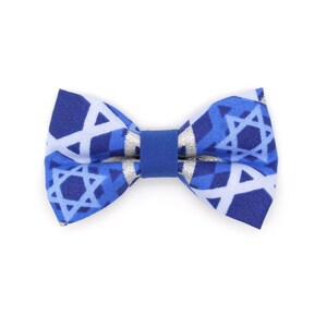 Cat Bow Tie - &quot;Star of David&quot; - Blue & Silver Hanukkah Bow Tie for Cat Collar / Chanukah, Jewish / Cat, Kitten, Small Dog Bowtie