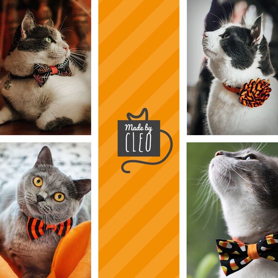 Halloween Owl & Bat Bow Tie Dog Collar Set