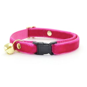 Cat Collar - "Velvet - Azalea" - Magenta Pink Velvet Cat Collar / Breakaway or Non-Breakaway / Girl Cat / Luxury / Cat, Kitten, Small Dog