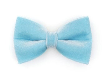 Cat Bow Tie - "Velvet - Frosty Blue" - Baby Blue / Light Blue Velvet Pet Bow Tie / Wedding Cat Bow / Cat, Kitten, Small Dog Bowtie