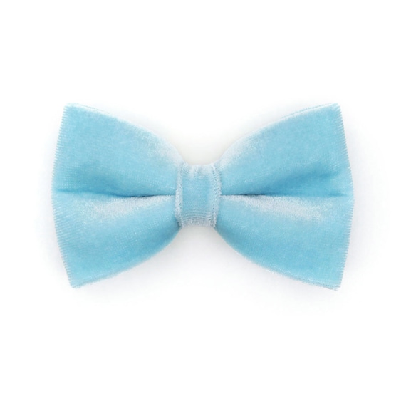 Cat Bow Tie - "Velvet - Frosty Blue" - Baby Blue / Light Blue Velvet Pet Bow Tie / Wedding Cat Bow / Cat, Kitten, Small Dog Bowtie