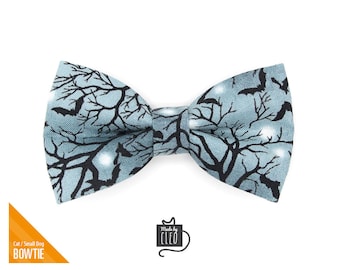 Halloween Cat Bow Tie - "Witching Hour" - Midnight Gray Bat Bow Tie for Cat Collar / Cat,Kitten,Small Dog Bow