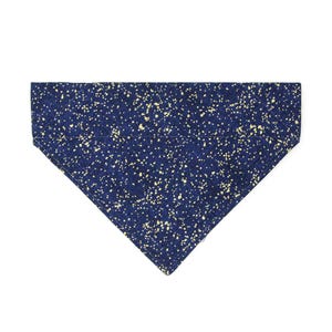Blue Cat Bandana - &quot;Starry Night&quot; - Blue & Gold Bandana for Cat + Small Dog / Astronomy, Winter, Solstice, Space / Slide-on Collar Bandana