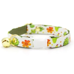 Cactus Cat Collar - &quot;Desert Dreams&quot; - Green Desert Cat Collar / Southwestern, Saguaro, Plants / Breakaway or Non-Breakaway / Cat + Small Dog