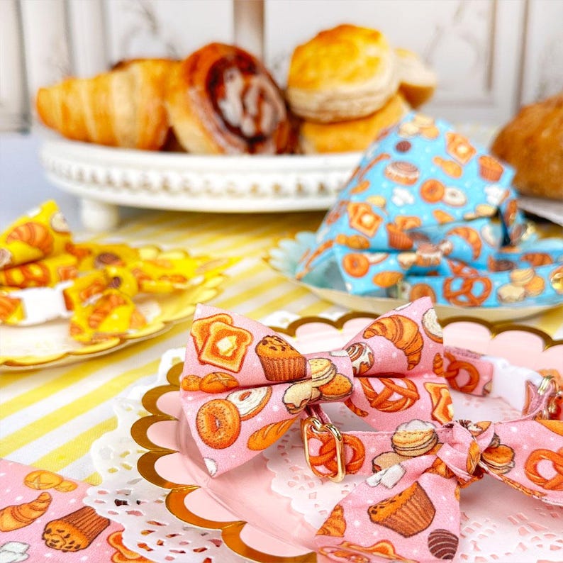 Food Cat Collar + Bunny Ear Bow Set - 