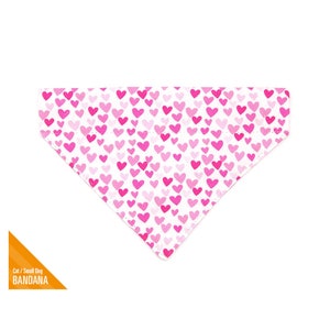 Cat Bandana - "Darling" - Fuchsia Pink Heart Bandana for Cat + Small Dog / Valentine's Day, Birthday, Girl Cat / Slide-on Bandana