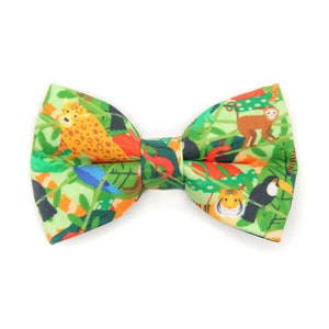 Kattenstrikje - "Jungle Vibes" - groene tropische vlinderdas voor kattenhalsband / regenwoud, tijger, luipaard, aap, kat, kitten, kleine hond strik