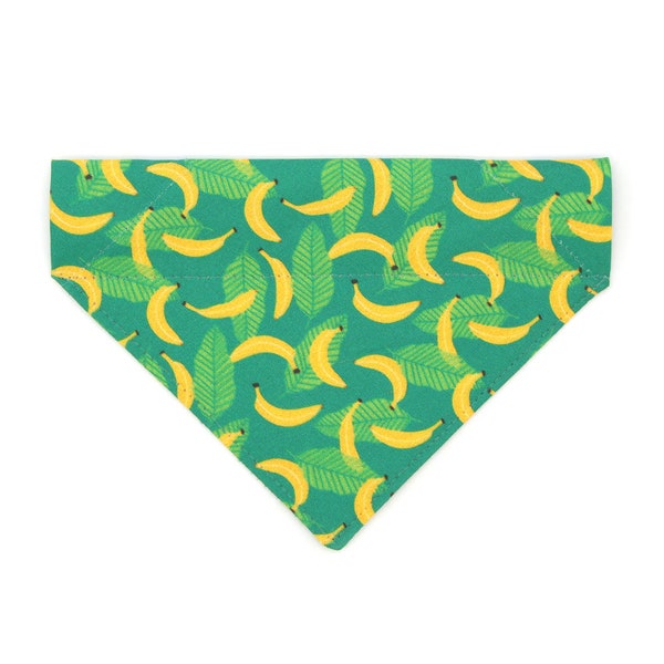 Cat Bandana - "Going Bananas - Green" - Tropical Bandana for Cat + Small Dog / Spring, Summer, Fruit / Slide-On / Over-the-Collar Bandana