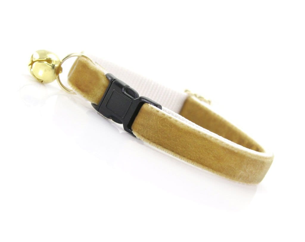 Velvet Cat Collar - "Gold" - Cat Collar Breakaway / Wedding…