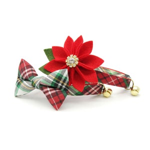 Bow Tie Cat Collar Set Birchwood Christmas Plaid Cat Collar w/ Matching Bow / Holiday Cat Gift / Cat, Kitten Small Dog Sizes image 6