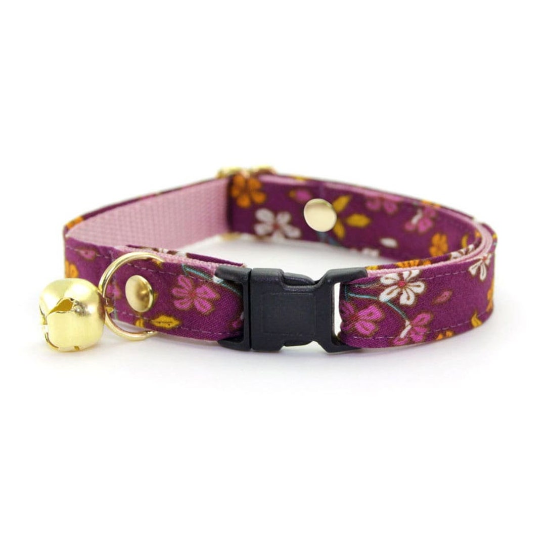 Floral Cat Collar spiced Plum Wine Purple Collar / Breakaway or Non ...