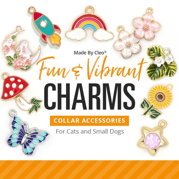 Cat Collar Charm / Small Pet Charm / Small Collar Charm - "Fun & Vibrant Charm Series" - Pet Collar Accessory (Fruit, Food, Nature, Geekery)