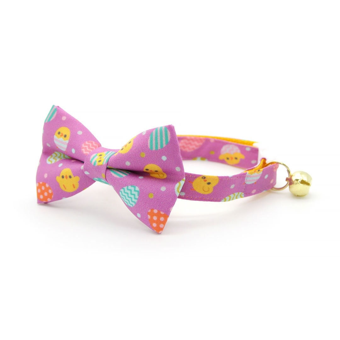 Bow Tie Cat Collar Set just Hatched Baby Chicks Easter Eggs Cat Collar