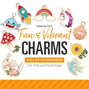 Cat Collar Charm / Small Pet Charm / Small Collar Charm - Fun & Vibrant  Charm Series - Pet Collar Accessory (Fruit, Food, Nature, Geekery)