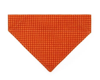 Houndstooth Cat Bandana - "Pumpkin Spice" - Burnt Orange Bandana for Cat + Small Dog / Fall, Thanksgiving / Slide-on Bandana
