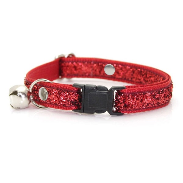 Red Cat Collar - "Superstar" - Sparkle Cat Collar Breakaway / Glitter Cat Collar / Valentines Day / Holiday, Christmas / Cat, Kitten, Dog