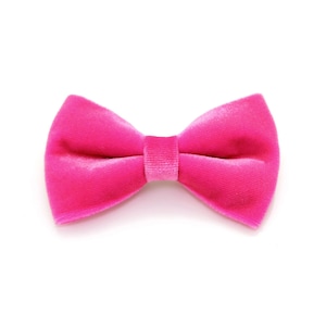 Cat Bow Tie - &quot;Velvet - Azalea&quot; - Magenta Pink Velvet Bow Tie for Cat Collar / Wedding Cat Bow / Cat, Kitten, Small Dog Bowtie / One Size