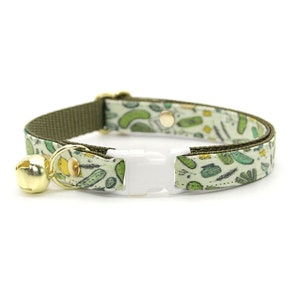 Cat Collar - "Kind of a Big Dill" - Pickle Cat Collar / Cucumber, Food, Garden Lover / Breakaway + Non-Breakaway / Cat, Kitten, Small Dog