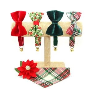 Bow Tie Cat Collar Set Birchwood Christmas Plaid Cat Collar w/ Matching Bow / Holiday Cat Gift / Cat, Kitten Small Dog Sizes image 8