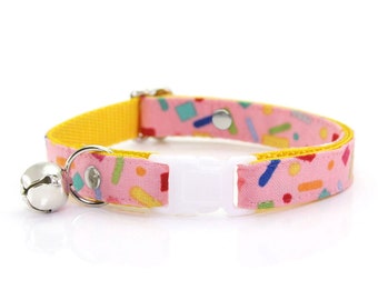 Cat Collar - "Confetti Sprinkles" - Pink Cat Collar Breakaway / Gift for Cat / Cat Birthday / Dog Birthday / Cat, Kitten & Small Dog Sizes