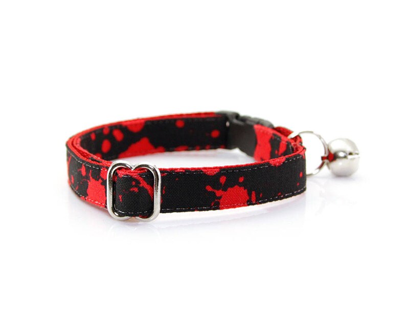 Horror Fan Gift Halloween Cat Collar Dracula Red Vampire Cat Collar with Flower Set - Breakaway Non-Breakaway Felt Flower
