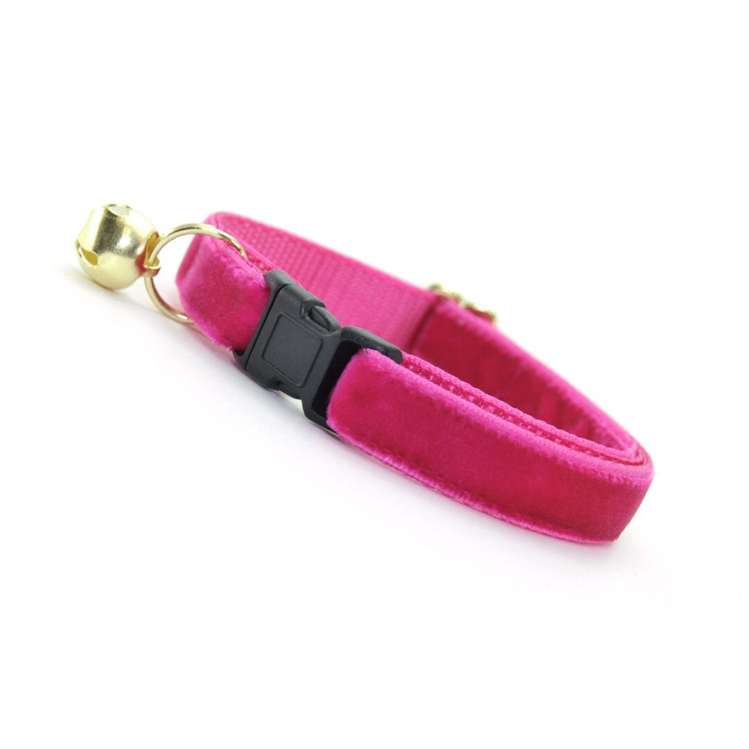Velvet Cat Collar - "Azalea" - Magenta Pink Velvet Cat Coll…