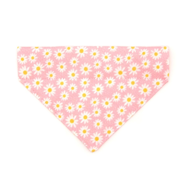 Cat Bandana - "Daisies - Pink" - Floral Daisy Bandana for Cat + Small Dog / Spring, Summer, Easter / Slide-On / Over-the-Collar Bandana