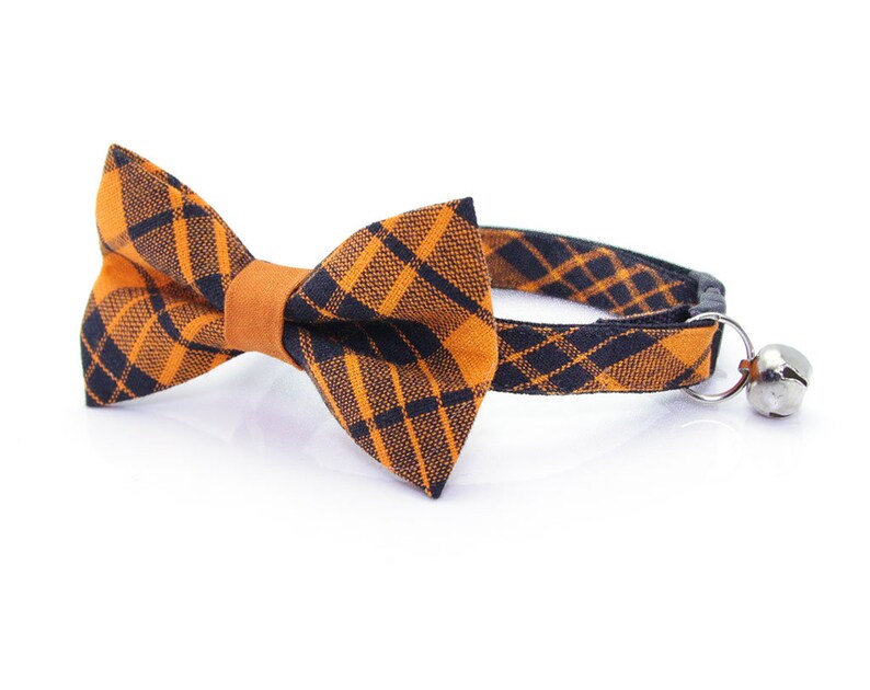 Kitten Small Dog Halloween Cat Collar Black /& Orange Plaid Cat Collar Fall Cat Collar Breakaway or Non-Break Cat Hocus Pocus