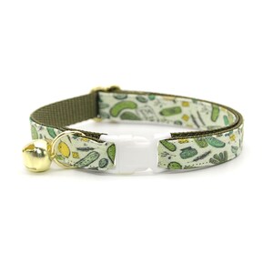 Bow Tie Cat Collar Set Kind of a Big Dill Green Pickle Cat Collar w/ Matching Bowtie / Cucumber, Food / Cat, Kitten, Small Dog Sizes image 4