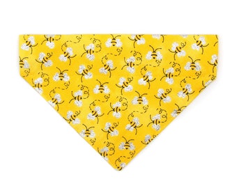 Cat Bandana - "Show Me The Honey" - Yellow Bee Bandana for Cat + Small Dog / Spring, Summer, Bee Lover, Bumblebee, Garden / Slide-on Bandana